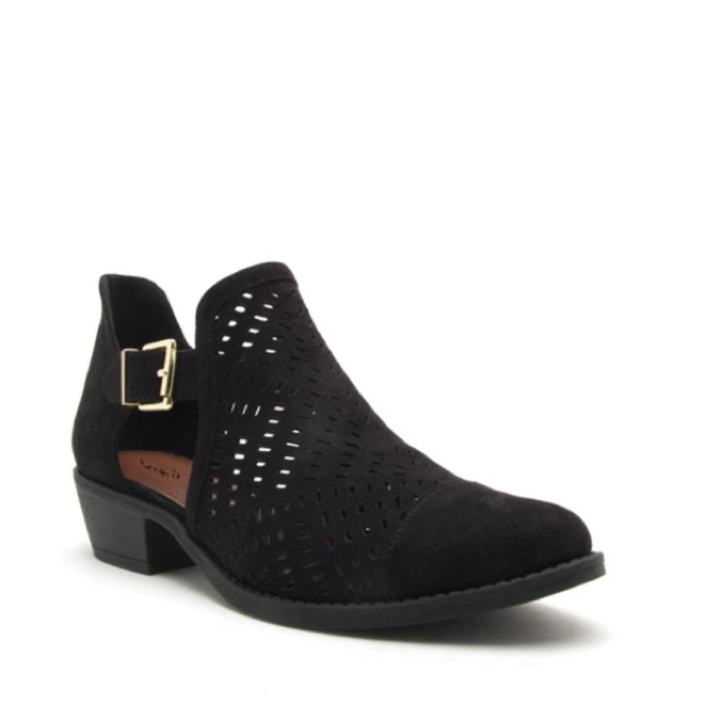 QUPID Sochi Black Suede Transition Ankle Bootie - Picture 3 of 7